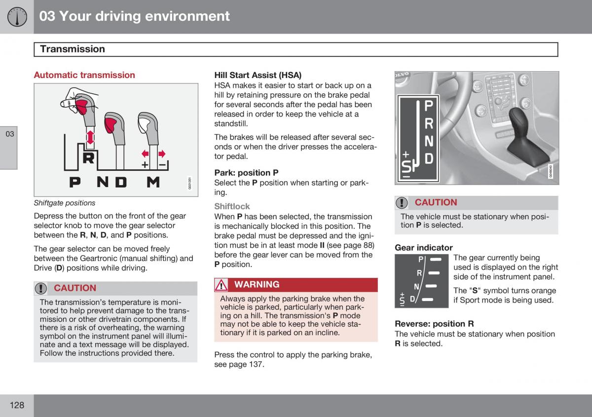 Volvo XC60 I 1 FL owners manual / page 130