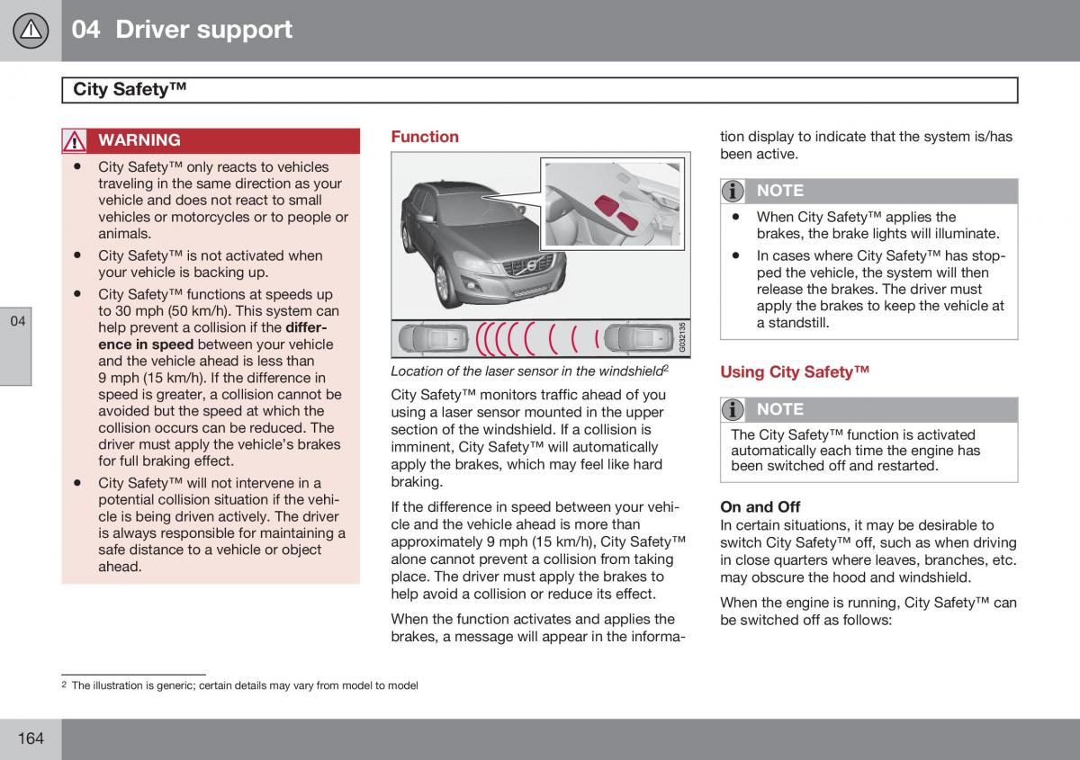 Volvo XC60 I 1 FL owners manual / page 166