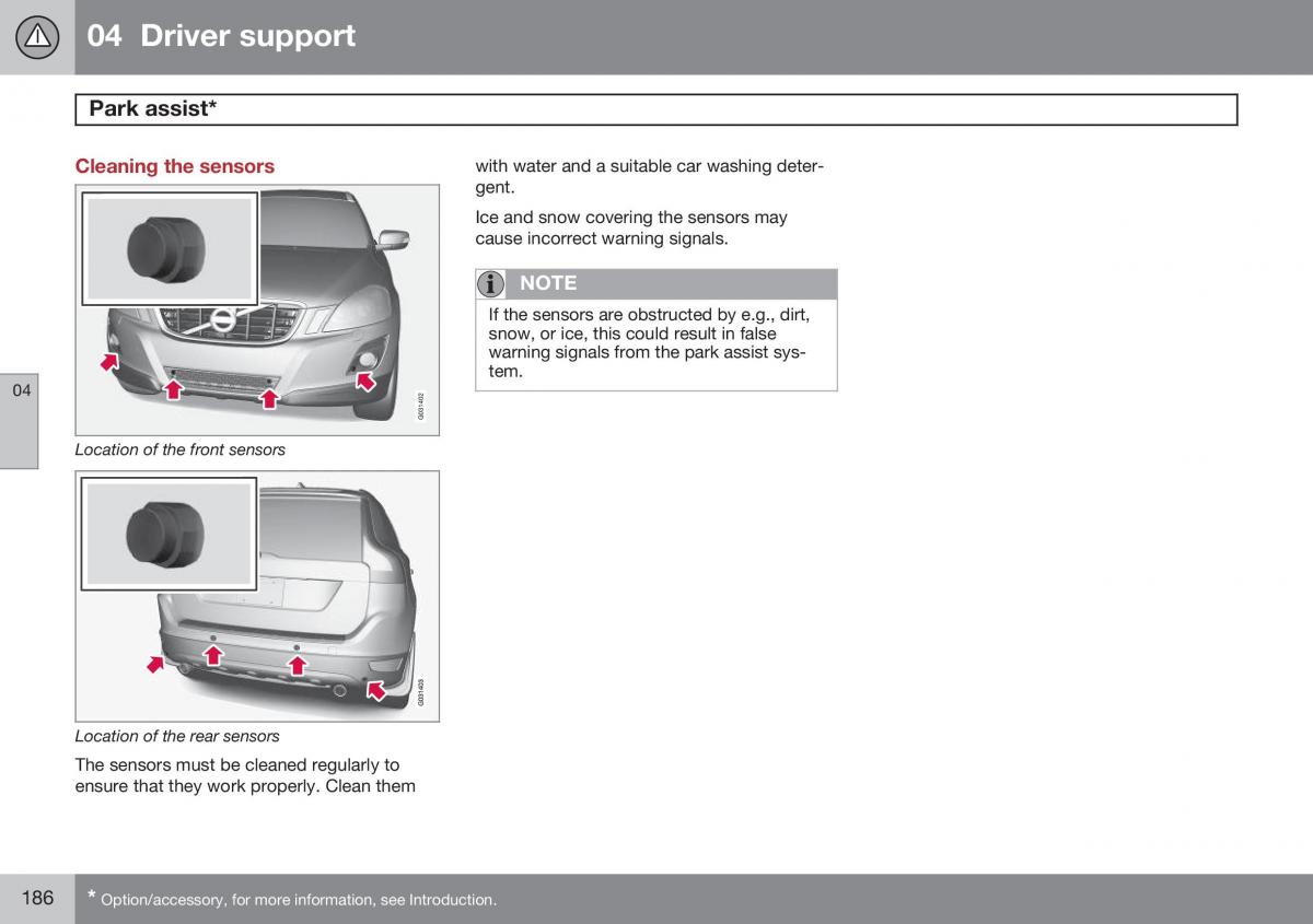 Volvo XC60 I 1 FL owners manual / page 188