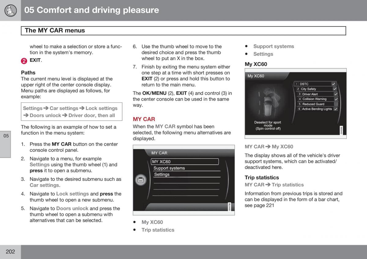 Volvo XC60 I 1 FL owners manual / page 204