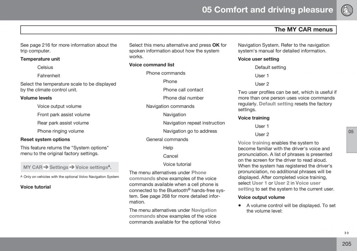 Volvo XC60 I 1 FL owners manual / page 207