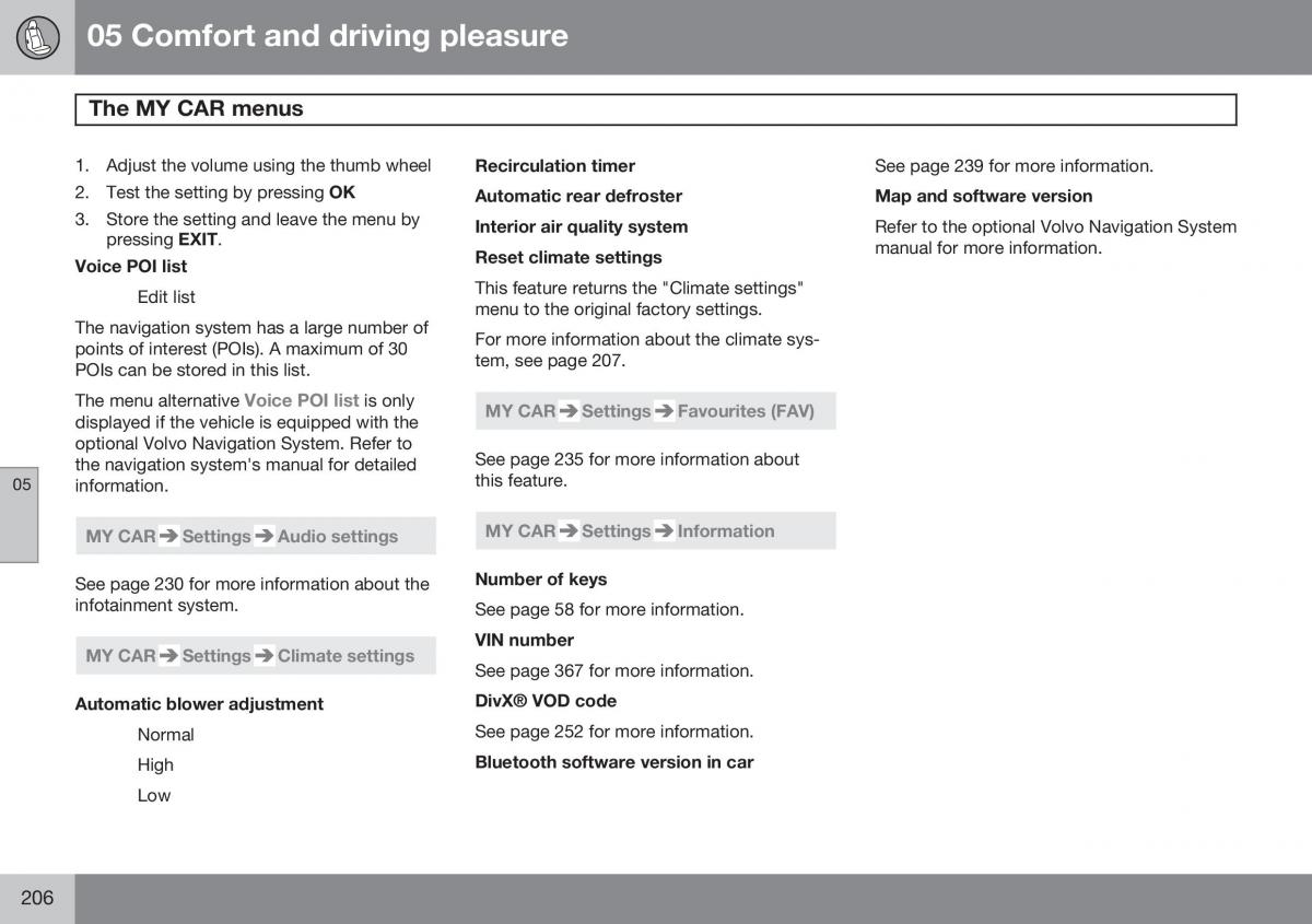 Volvo XC60 I 1 FL owners manual / page 208