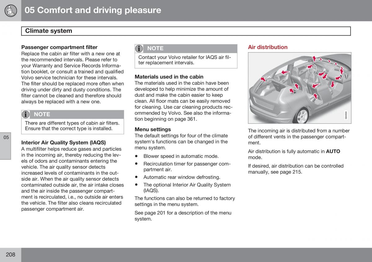 Volvo XC60 I 1 FL owners manual / page 210