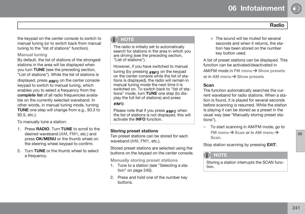 Volvo XC60 I 1 FL owners manual / page 243