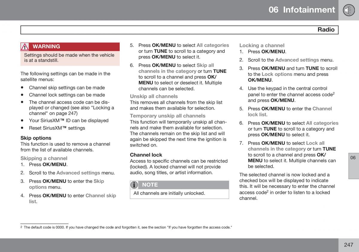 Volvo XC60 I 1 FL owners manual / page 249