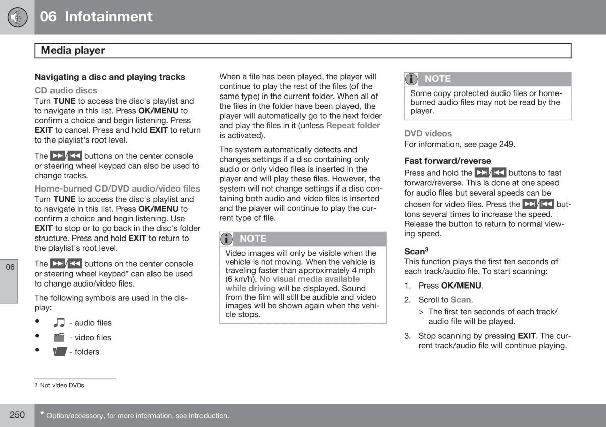 Volvo XC60 I 1 FL owners manual / page 252