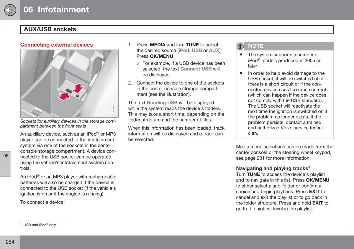 Volvo XC60 I 1 FL owners manual / page 256