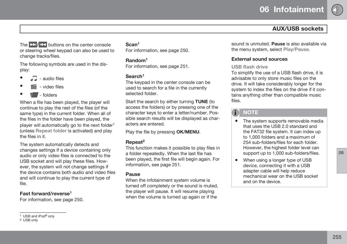 Volvo XC60 I 1 FL owners manual / page 257