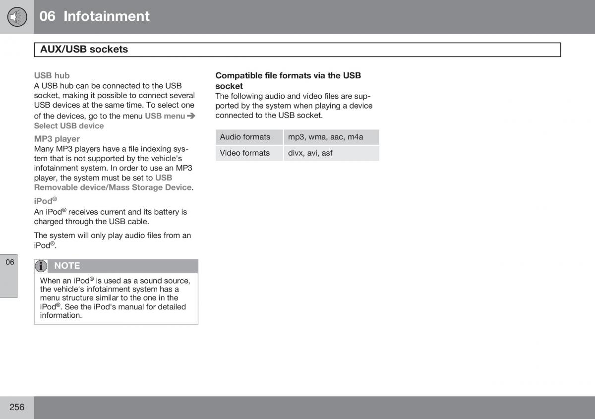 Volvo XC60 I 1 FL owners manual / page 258