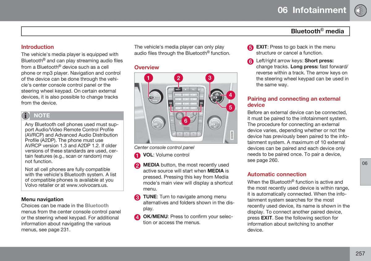 Volvo XC60 I 1 FL owners manual / page 259