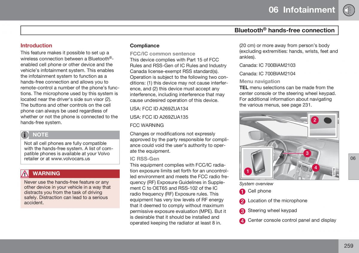 Volvo XC60 I 1 FL owners manual / page 261