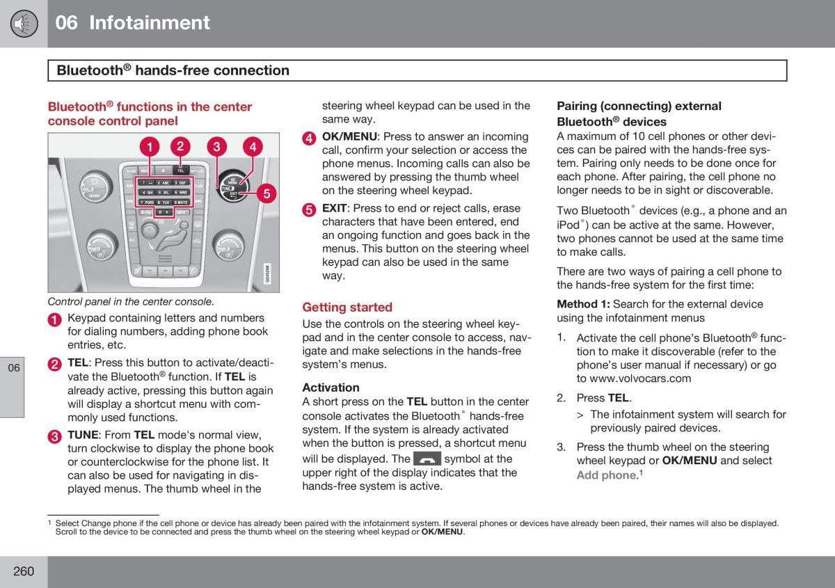 Volvo XC60 I 1 FL owners manual / page 262