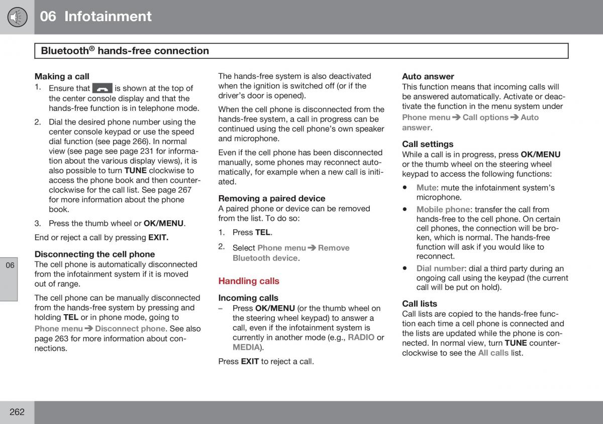 Volvo XC60 I 1 FL owners manual / page 264