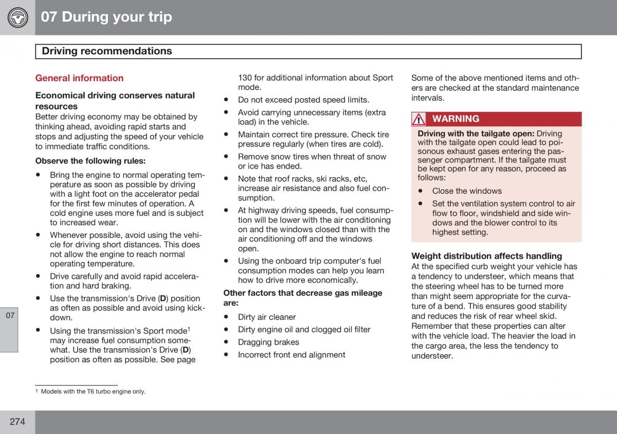 Volvo XC60 I 1 FL owners manual / page 276