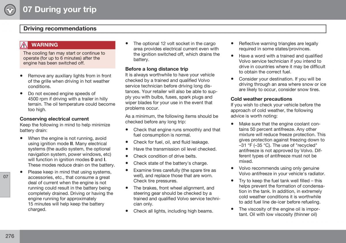 Volvo XC60 I 1 FL owners manual / page 278