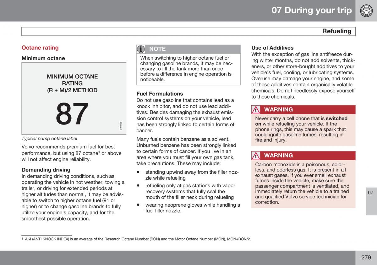 Volvo XC60 I 1 FL owners manual / page 281