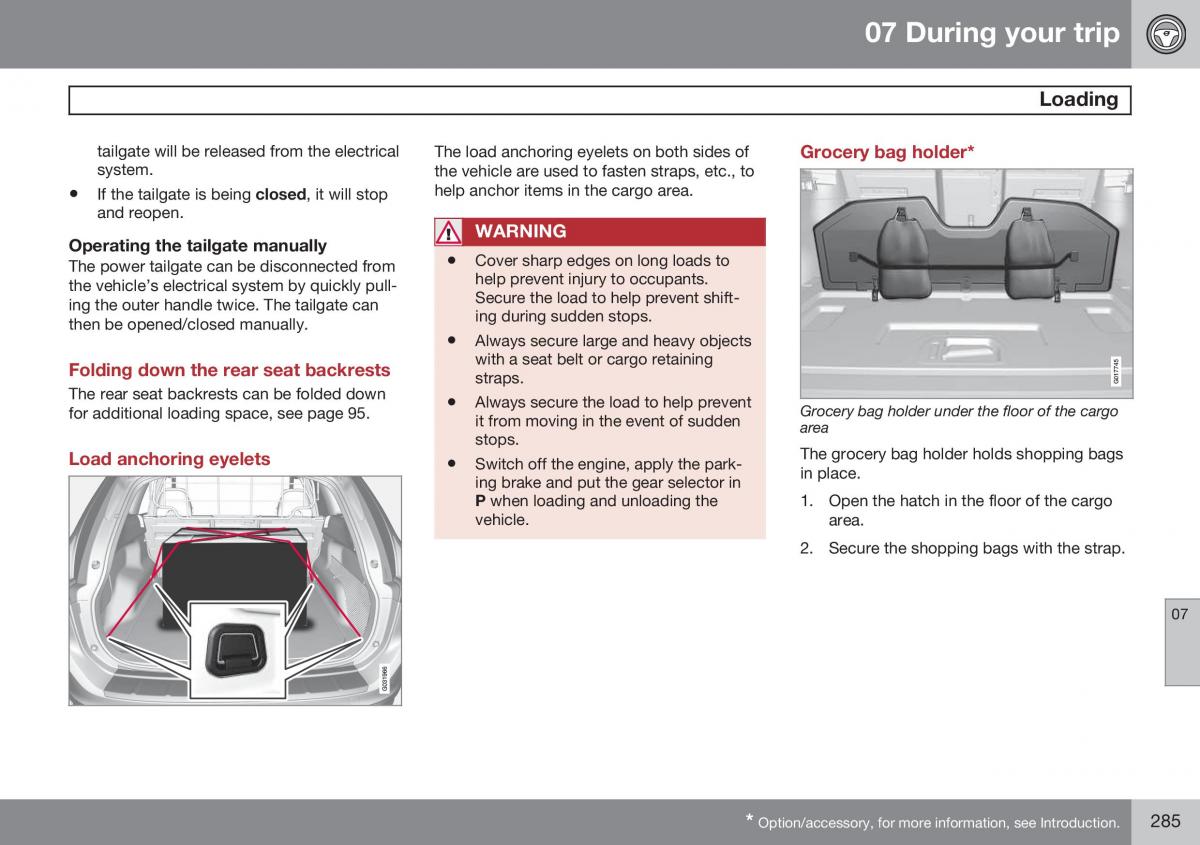 Volvo XC60 I 1 FL owners manual / page 287