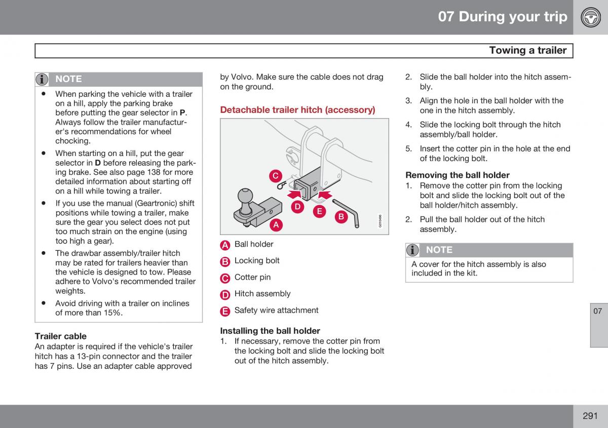 Volvo XC60 I 1 FL owners manual / page 293