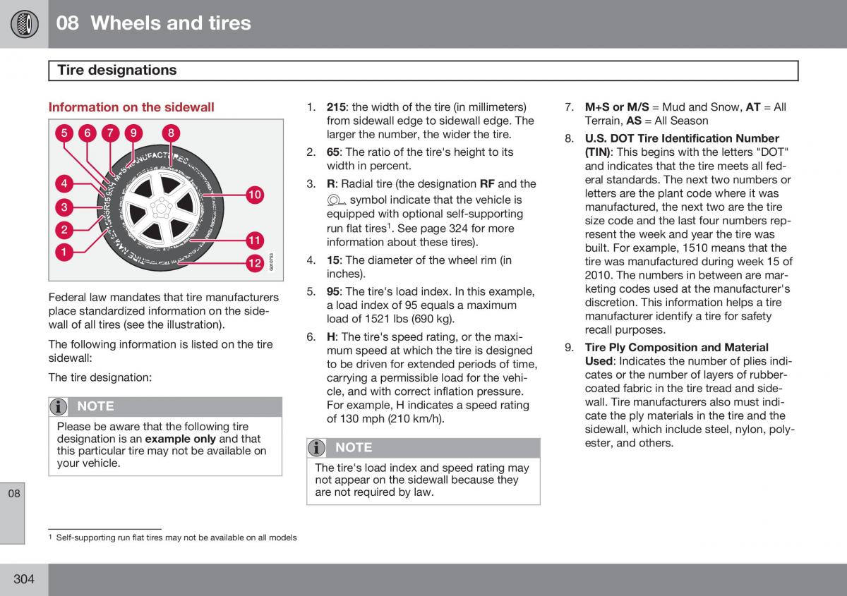 Volvo XC60 I 1 FL owners manual / page 306