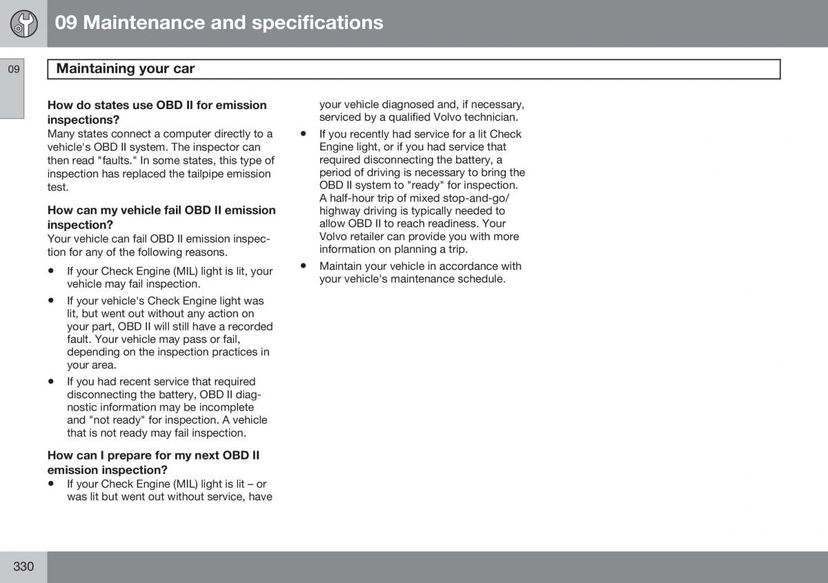 Volvo XC60 I 1 FL owners manual / page 332