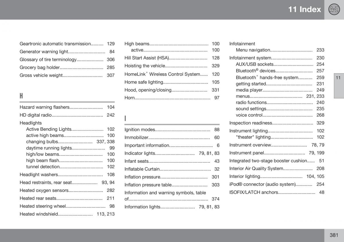 Volvo XC60 I 1 FL owners manual / page 383