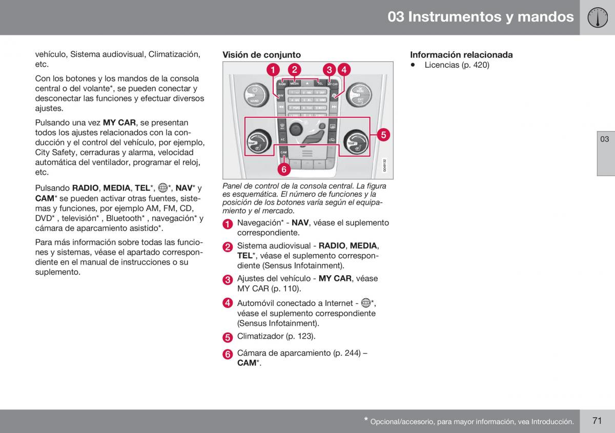 Volvo XC60 I 1 FL manual del propietario / page 73