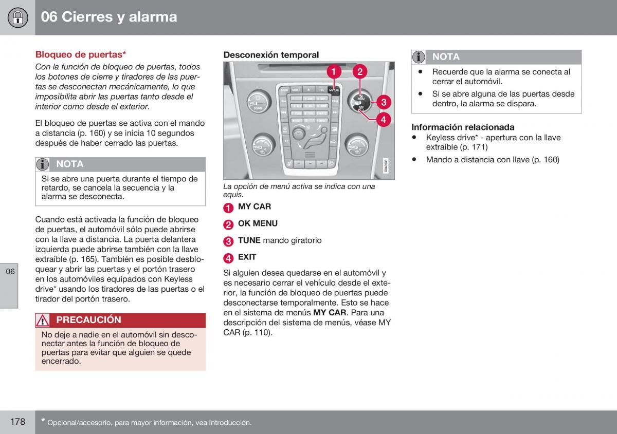 Volvo XC60 I 1 FL manual del propietario / page 180