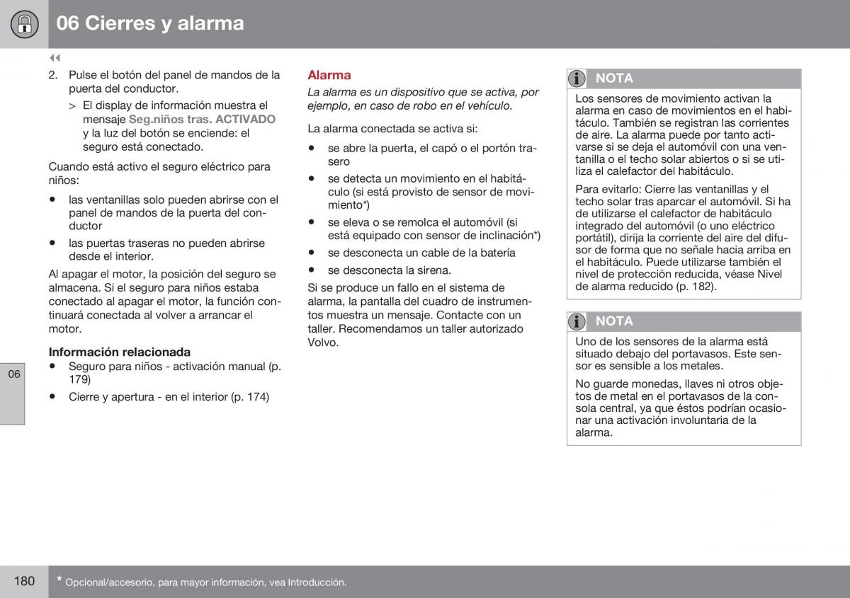 Volvo XC60 I 1 FL manual del propietario / page 182