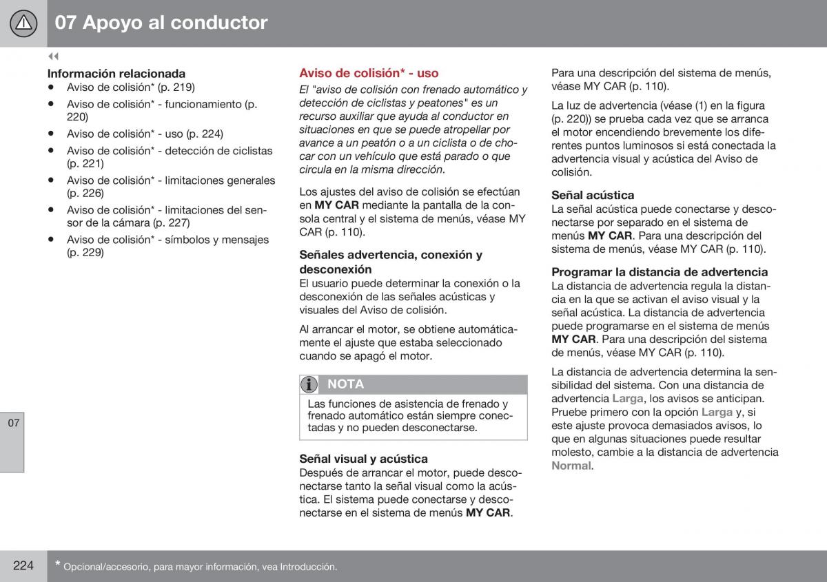 Volvo XC60 I 1 FL manual del propietario / page 226