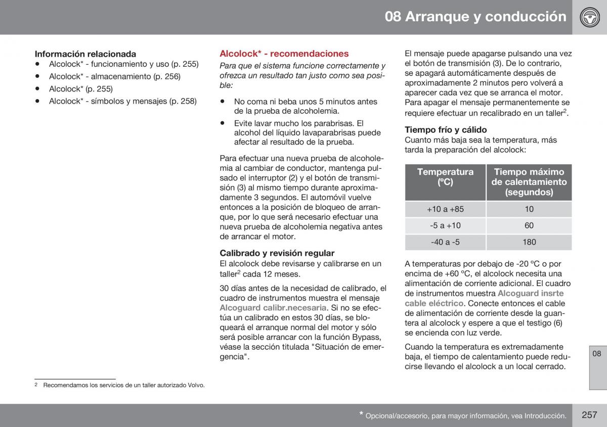 Volvo XC60 I 1 FL manual del propietario / page 259