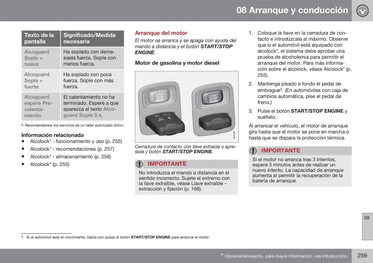 Volvo XC60 I 1 FL manual del propietario / page 261