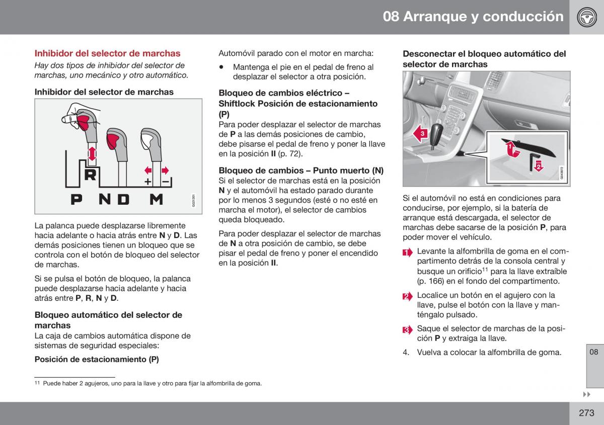 Volvo XC60 I 1 FL manual del propietario / page 275