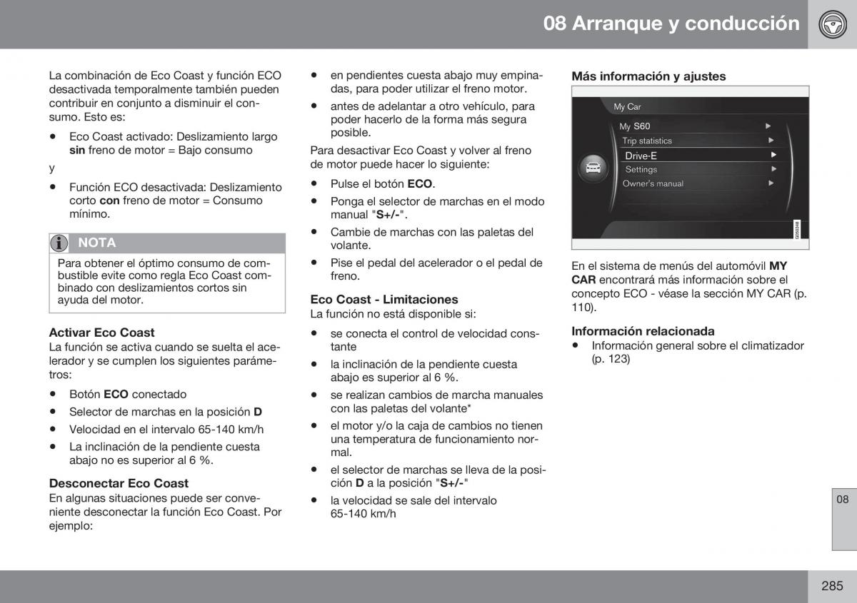 Volvo XC60 I 1 FL manual del propietario / page 287