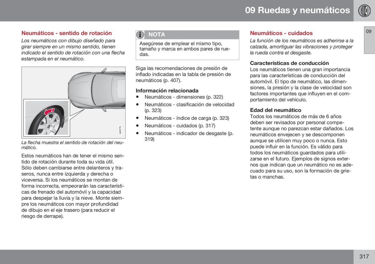 Volvo XC60 I 1 FL manual del propietario / page 319