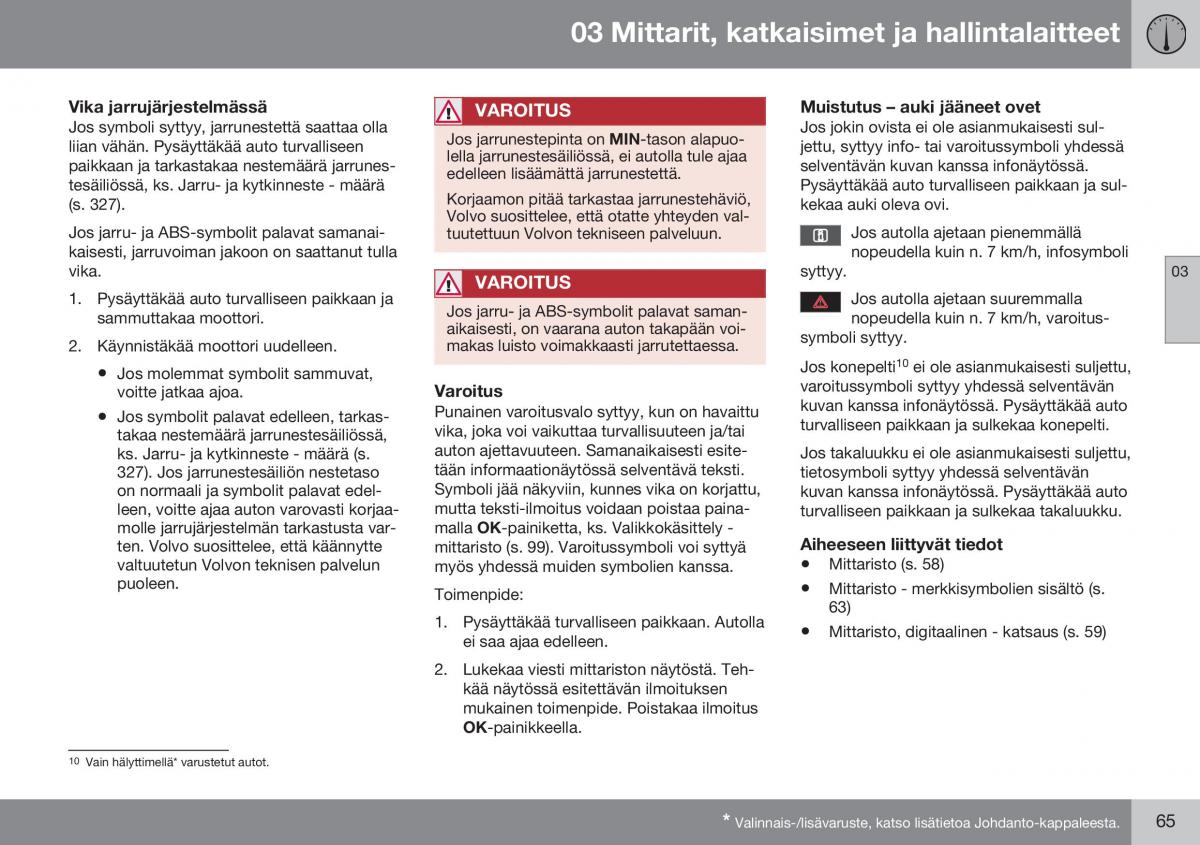 Volvo XC60 I 1 FL omistajan kasikirja / page 67