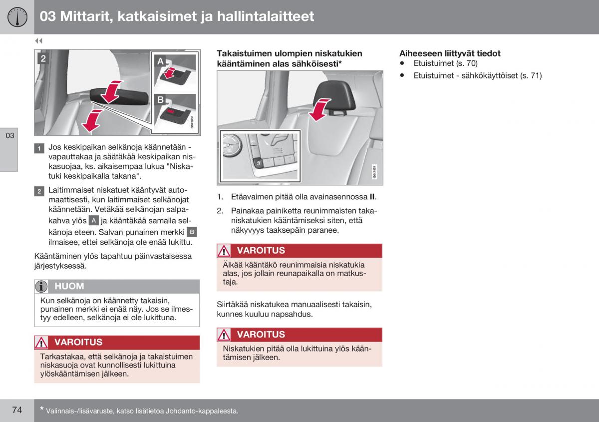 Volvo XC60 I 1 FL omistajan kasikirja / page 76