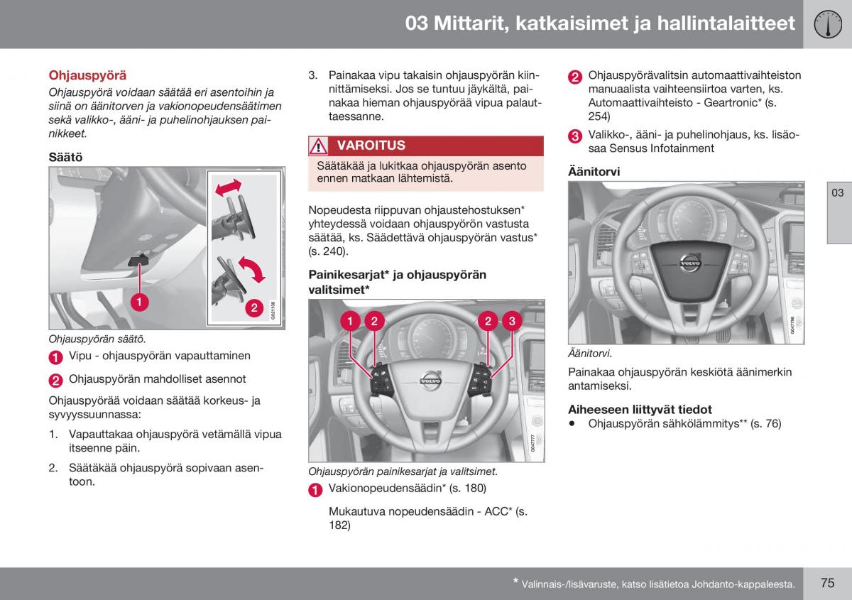 Volvo XC60 I 1 FL omistajan kasikirja / page 77