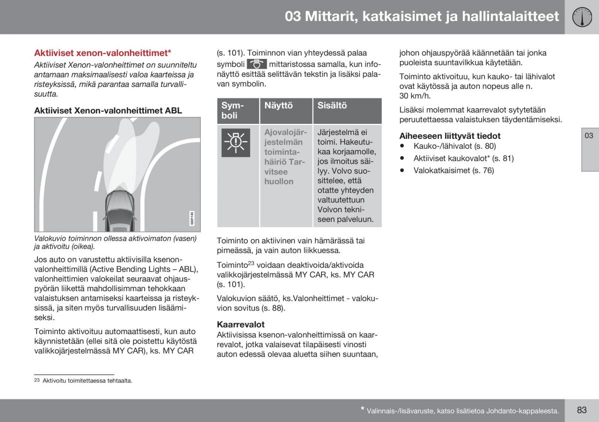 Volvo XC60 I 1 FL omistajan kasikirja / page 85