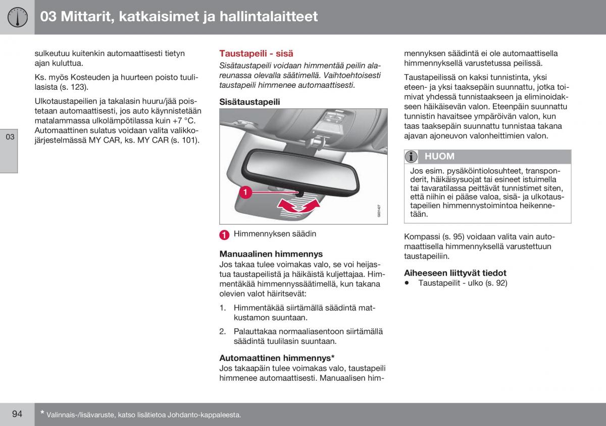 Volvo XC60 I 1 FL omistajan kasikirja / page 96