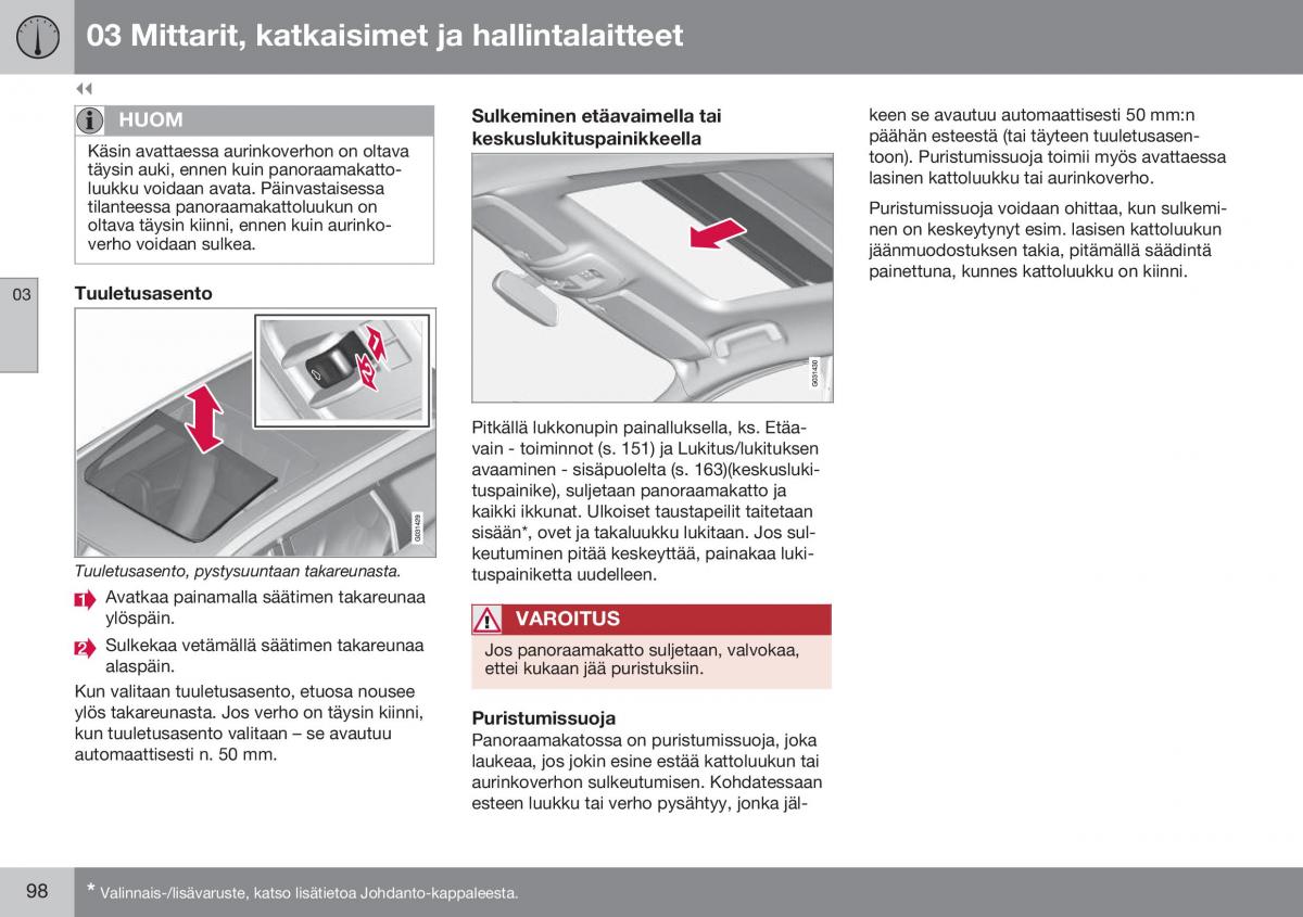 Volvo XC60 I 1 FL omistajan kasikirja / page 100