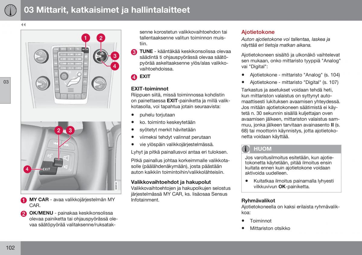 Volvo XC60 I 1 FL omistajan kasikirja / page 104