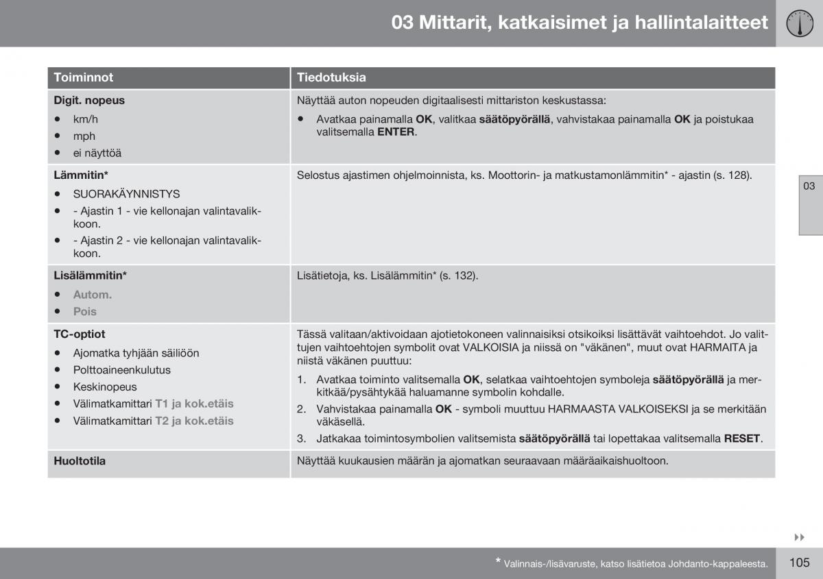 Volvo XC60 I 1 FL omistajan kasikirja / page 107