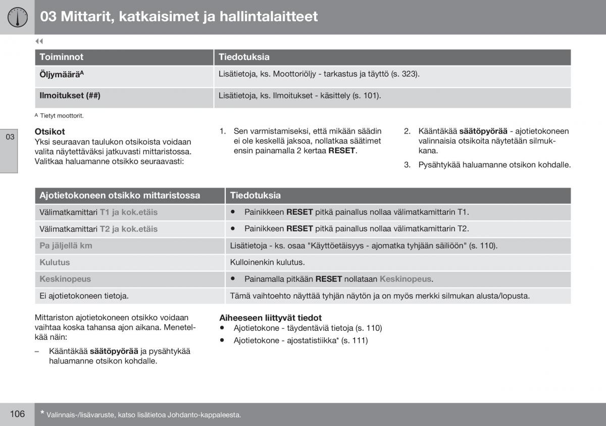 Volvo XC60 I 1 FL omistajan kasikirja / page 108