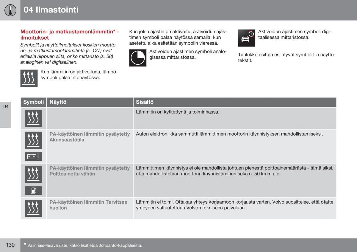 Volvo XC60 I 1 FL omistajan kasikirja / page 132