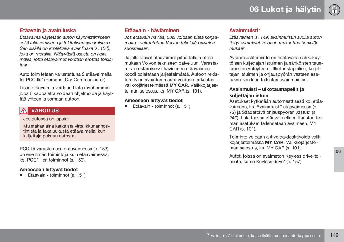 Volvo XC60 I 1 FL omistajan kasikirja / page 151