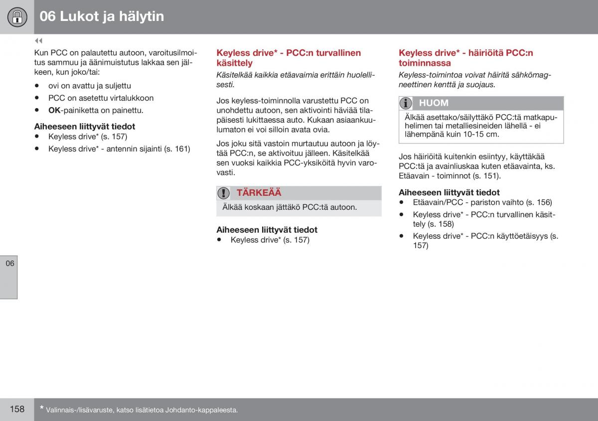 Volvo XC60 I 1 FL omistajan kasikirja / page 160