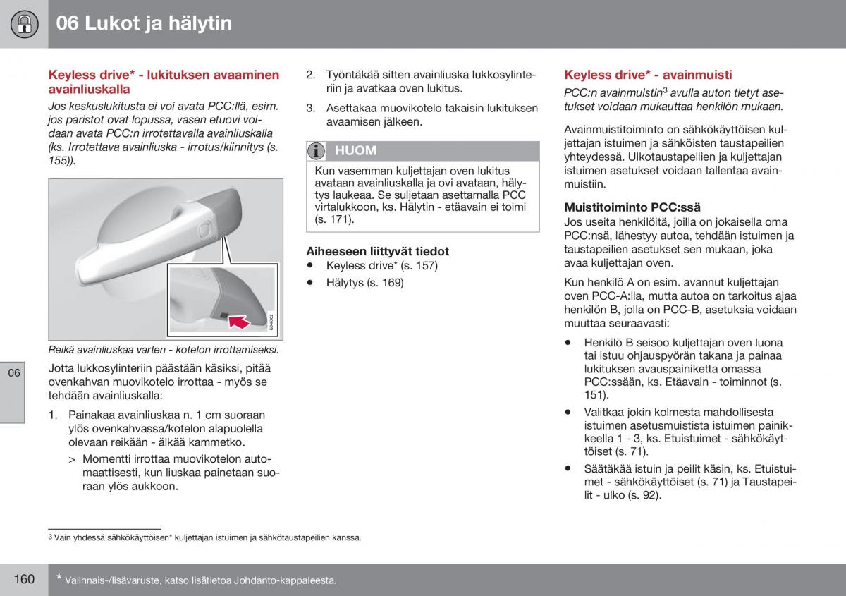 Volvo XC60 I 1 FL omistajan kasikirja / page 162