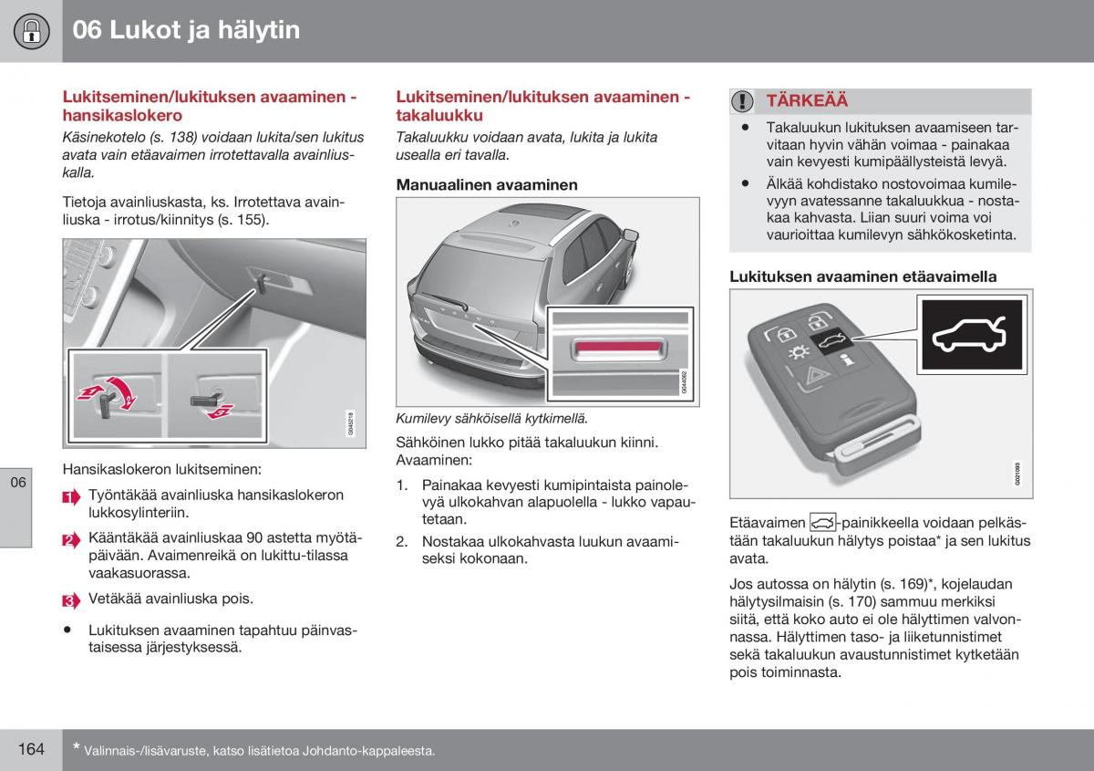 Volvo XC60 I 1 FL omistajan kasikirja / page 166