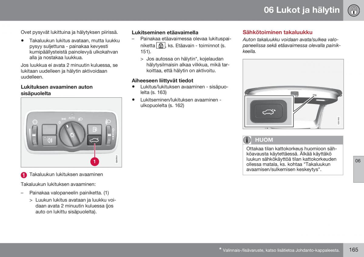 Volvo XC60 I 1 FL omistajan kasikirja / page 167