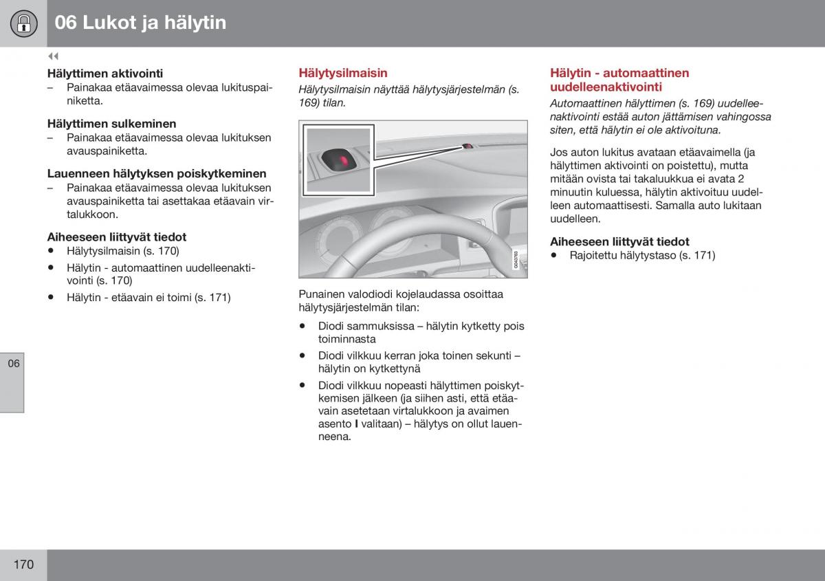 Volvo XC60 I 1 FL omistajan kasikirja / page 172